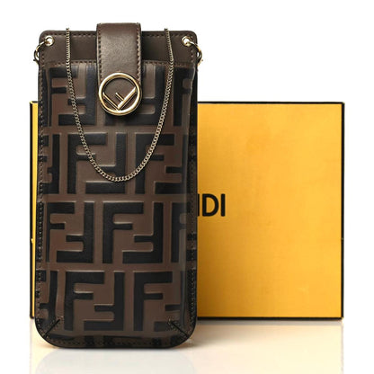 Fendi Vitello Soft F is Fendi Bi-Color FF 1974 Embossed Phone Pouch Maya Black 10 of 10