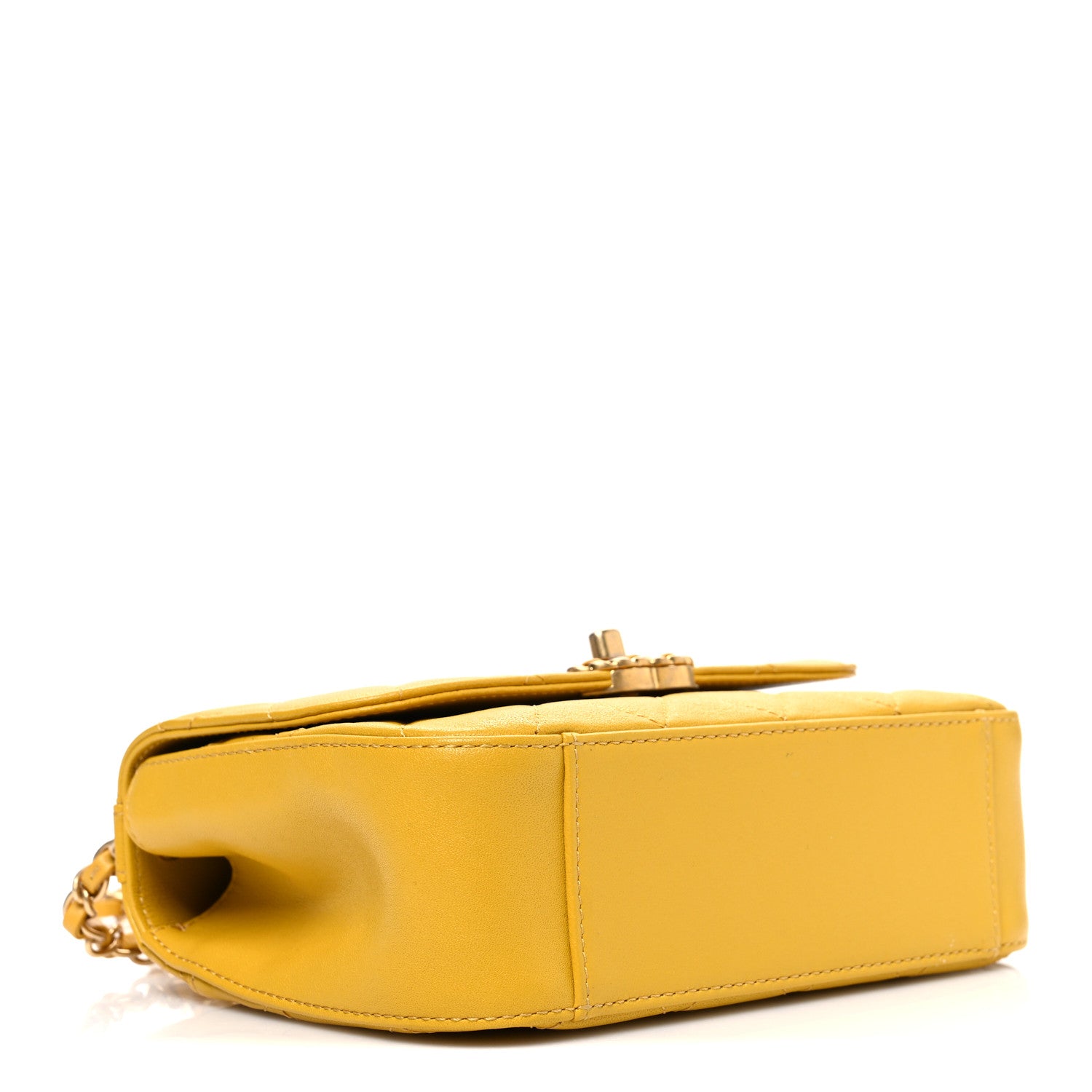 Chanel Lambskin Quilted Small Chain Infinity Top Handle Flap Yellow 3 of 9