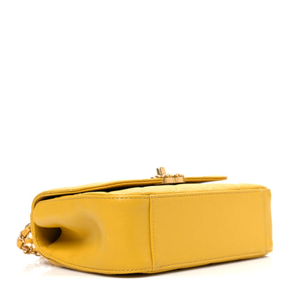 Chanel Lambskin Quilted Small Chain Infinity Top Handle Flap Yellow 3 of 9