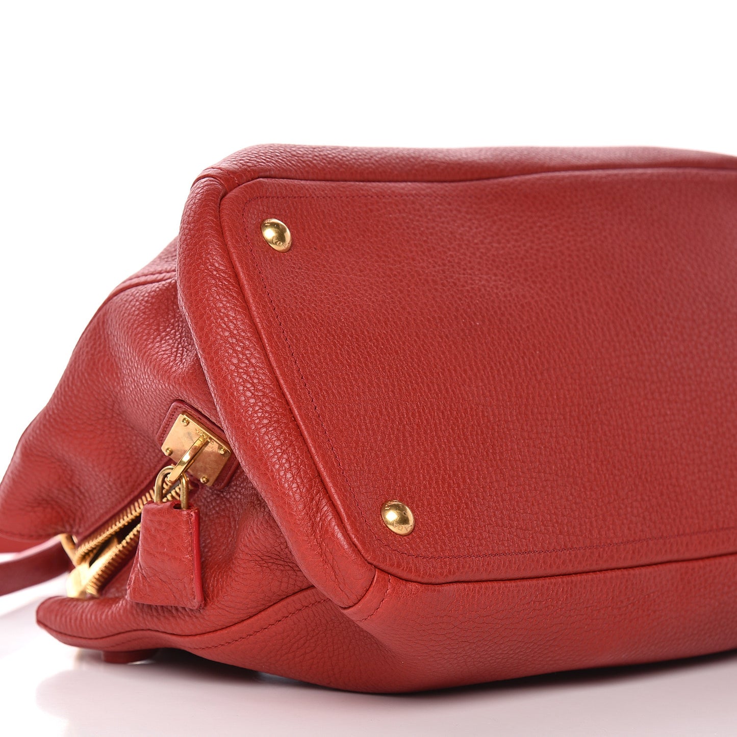 Vitello Daino Small Double Tote Rosso