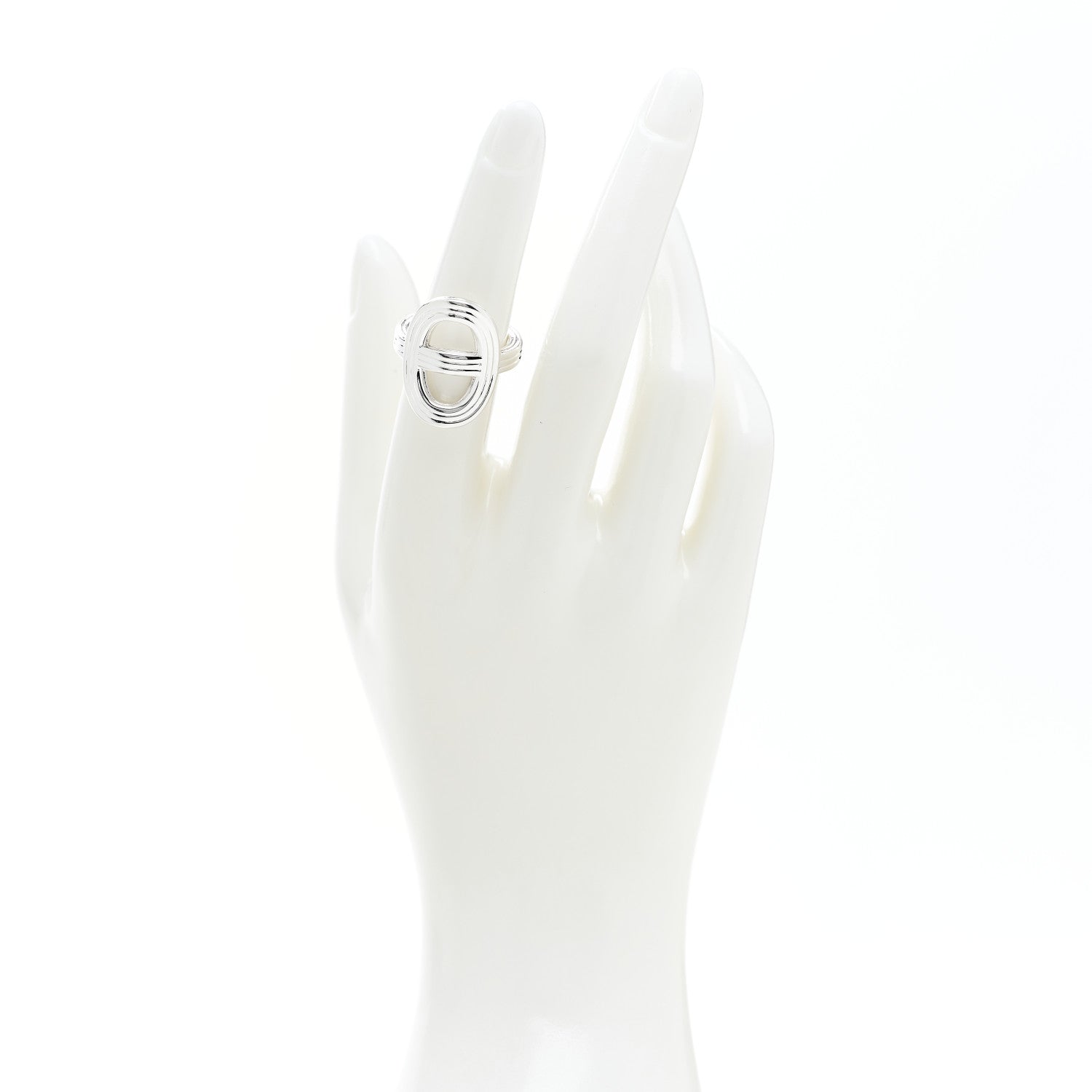 Hermes Sterling Silver Vertical Chaine d'Ancre 24 Ring 52 6 2 of 11