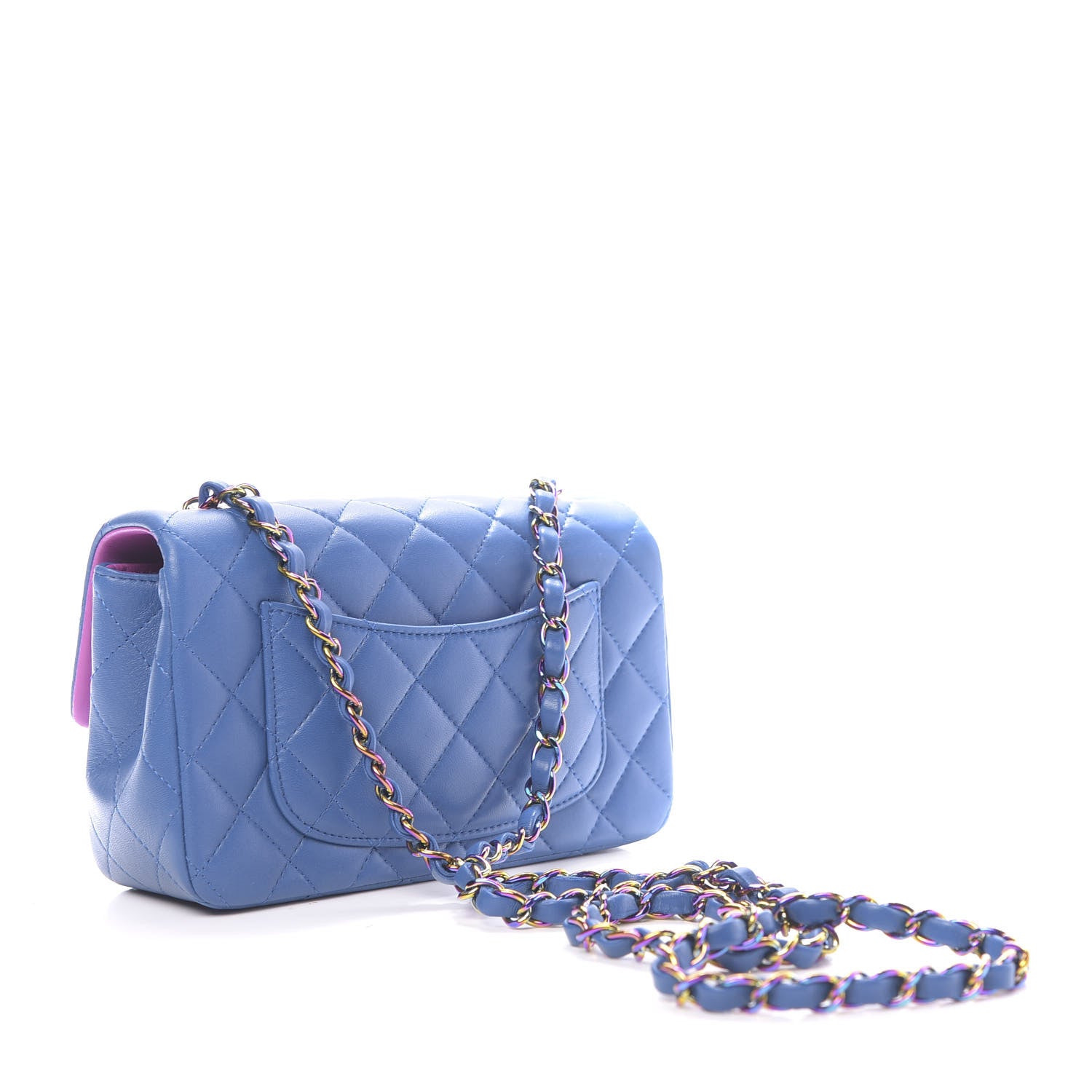 Chanel Lambskin Quilted Mini Rectangular Flap Blue Purple 3 of 12