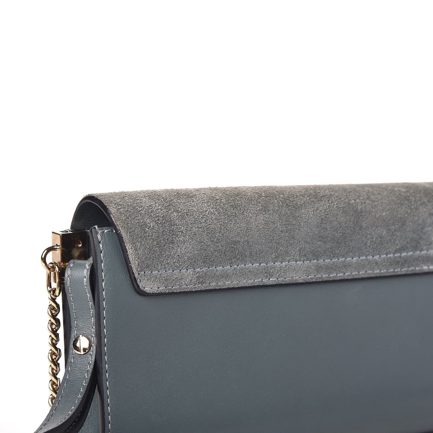 Suede Calfskin Faye Wallet On Strap Cloudy Blue