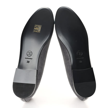 Chanel Velvet Cap Toe Ballerina Flats 39 Grey Green 6 of 9