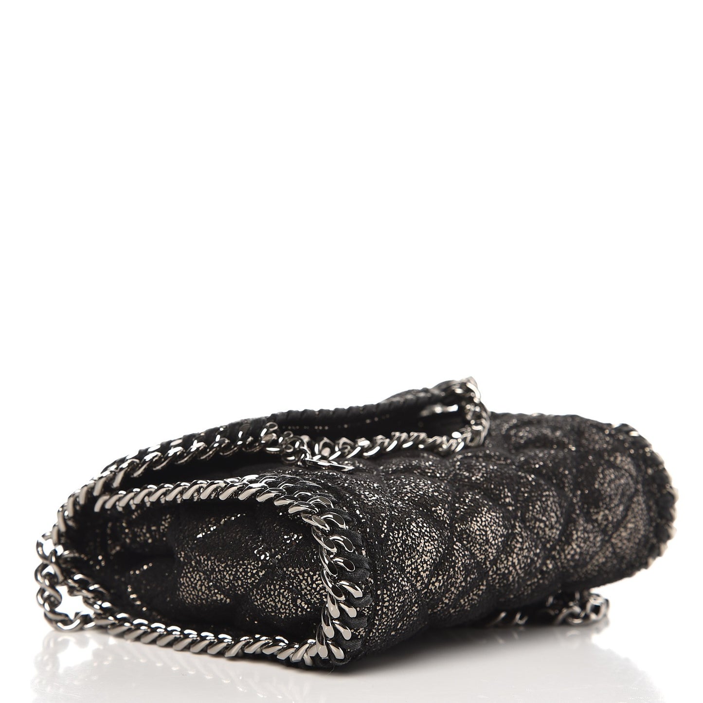 Metallic Shaggy Deer Quilted Tiny Fold Over Falabella Black