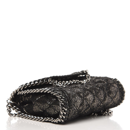 Stella McCartney Metallic Shaggy Deer Quilted Tiny Fold Over Falabella Black 4 of 7