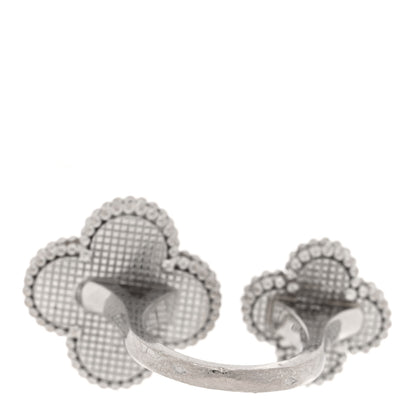 Van Cleef & Arpels 18K White Gold Mother of Pearl Magic Alhambra Between the Finger Ring 48 4.5 3 of 5