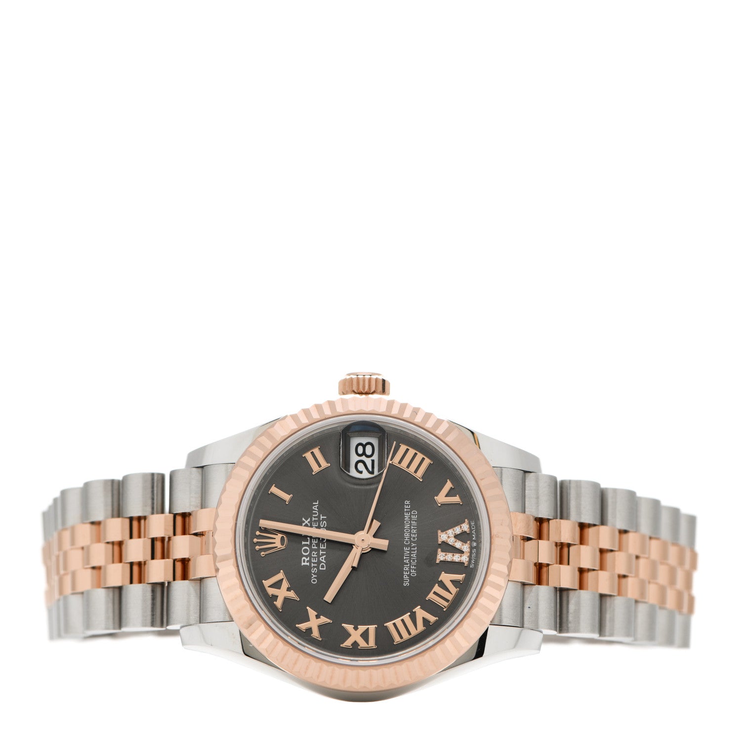 Rolex Stainless Steel 18K Everose Gold Diamond 31mm Oyster Perpetual Datejust Watch Dark Rhodium Roman 278271 2 of 5