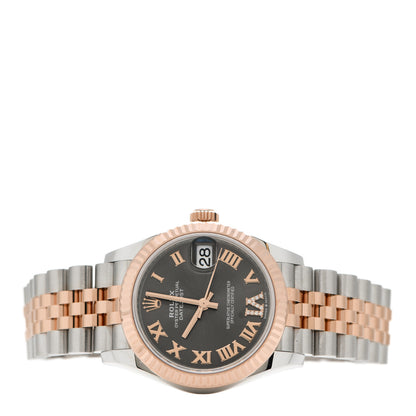 Rolex Stainless Steel 18K Everose Gold Diamond 31mm Oyster Perpetual Datejust Watch Dark Rhodium Roman 278271 2 of 5