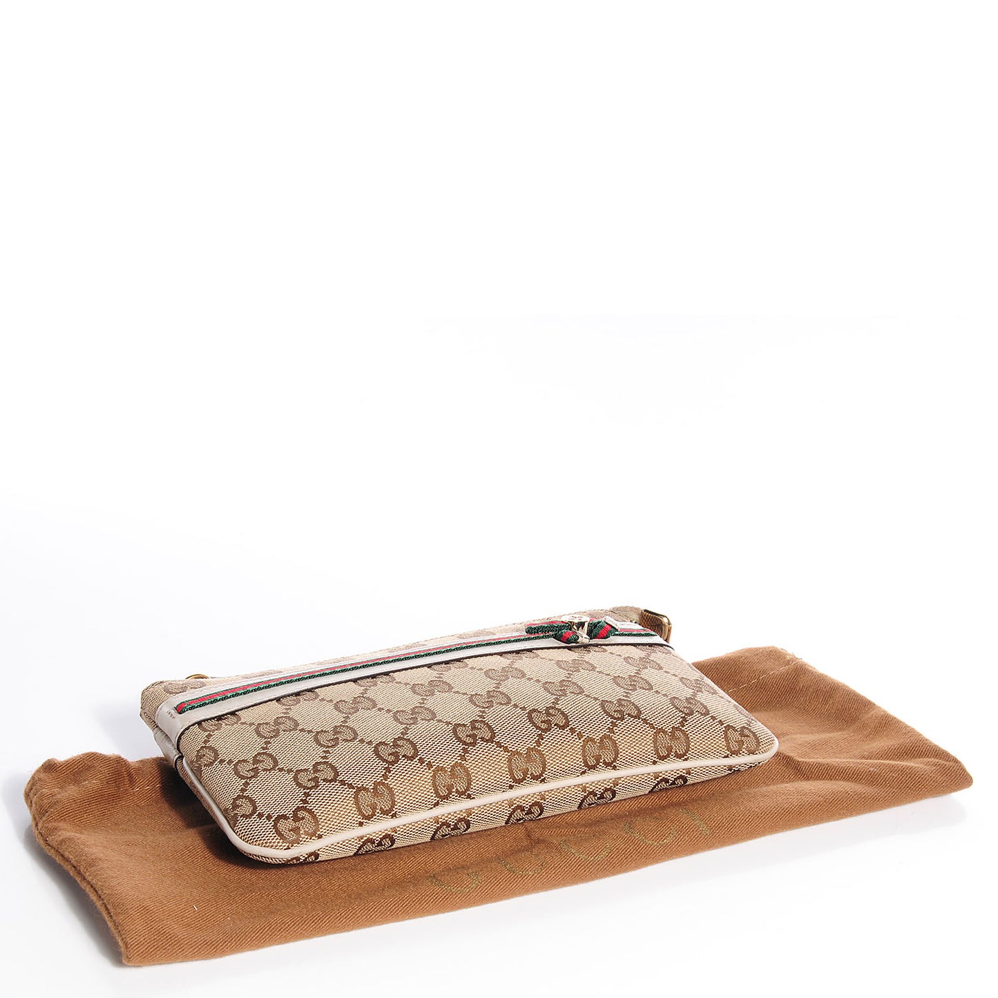 Monogram Web Bow and Interlocking G Wristlet Off White