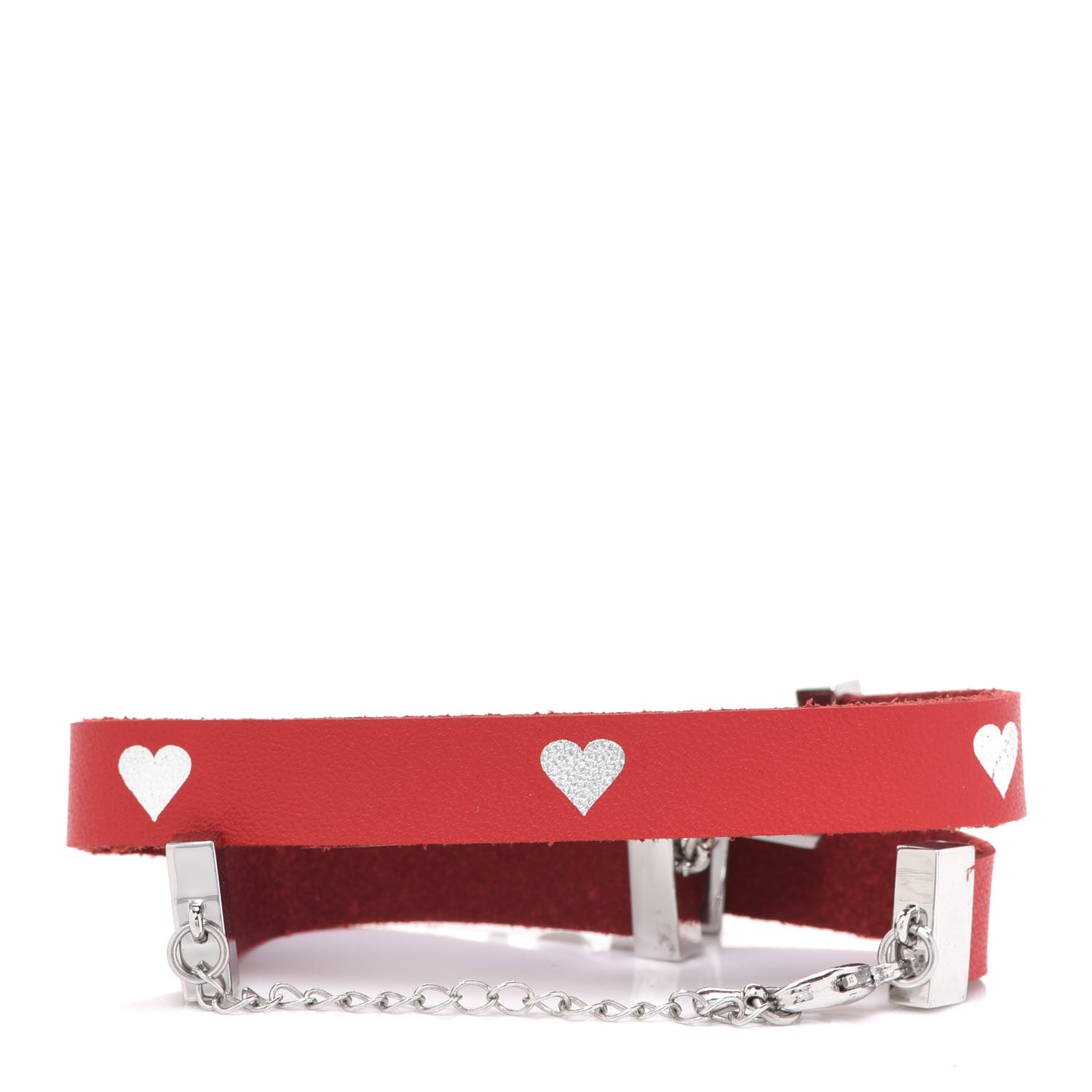 Christian Dior Calfskin Dior Heart Double Bracelet Red 3 of 5