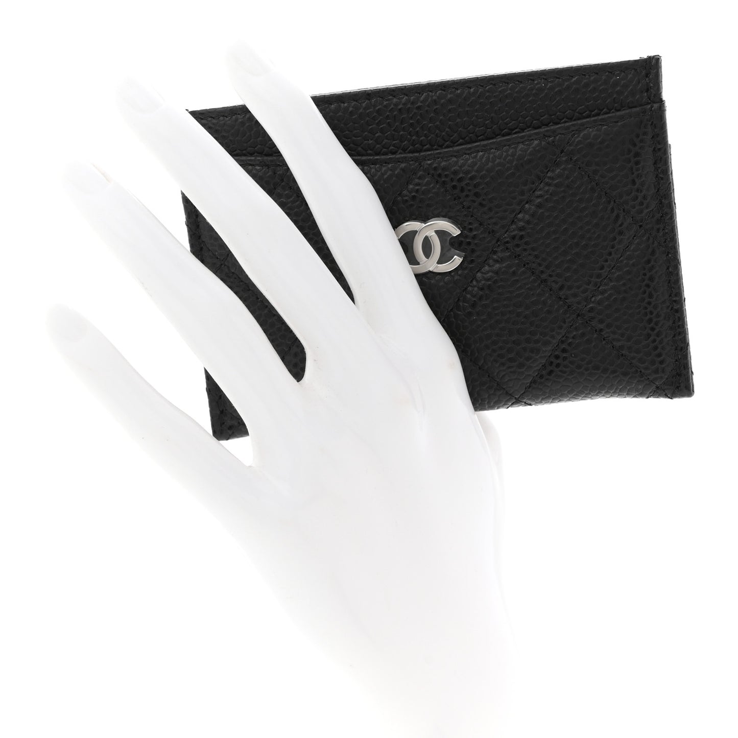 Caviar Quilted Card Holder Black