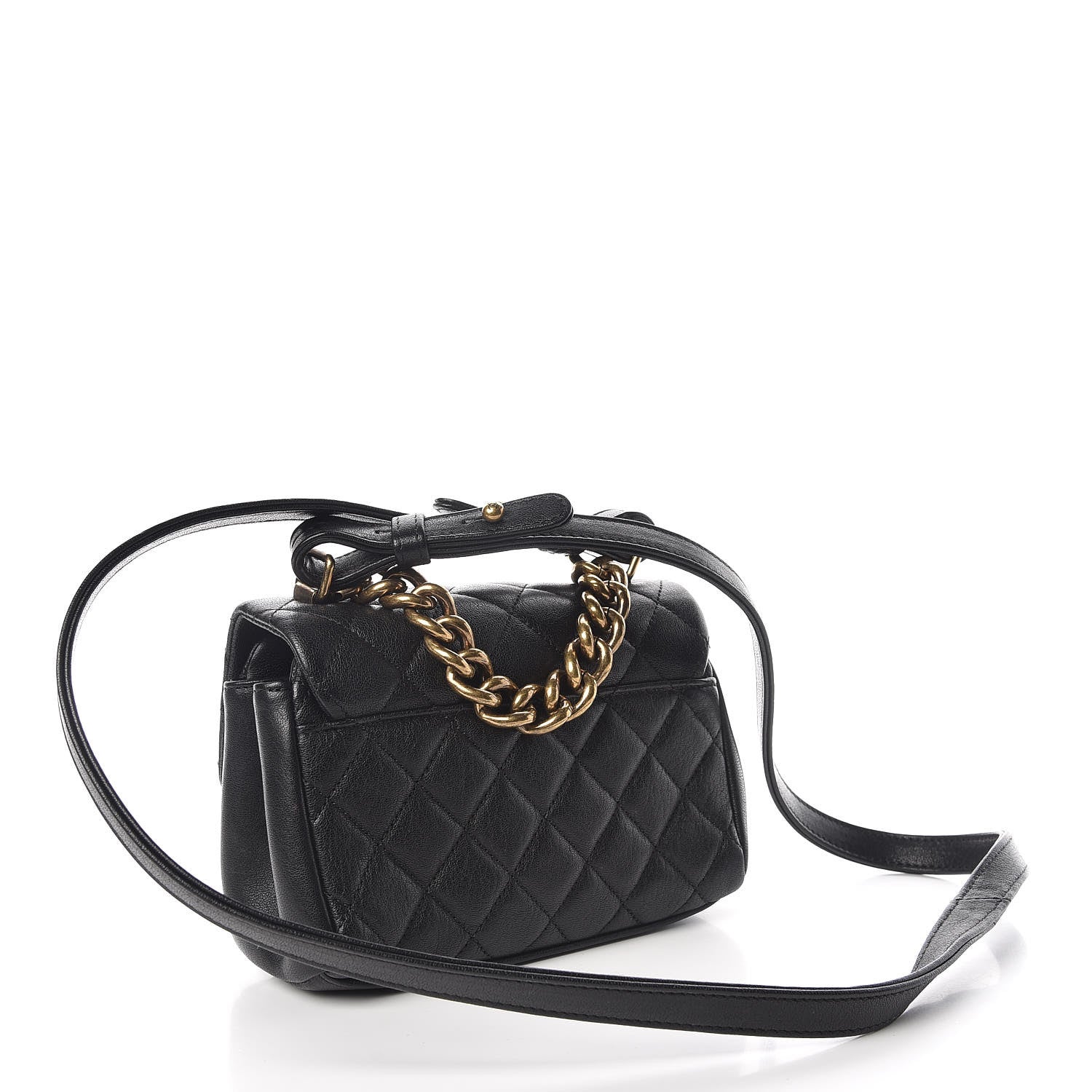 Chanel Shiny Sheepskin Quilted Mini Trapezio Flap Black 3 of 9