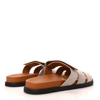 Hermes Toile De Coton Veau Lisse Mens Chypre Sandals 42.5 Prunoir Naturel 4 of 8