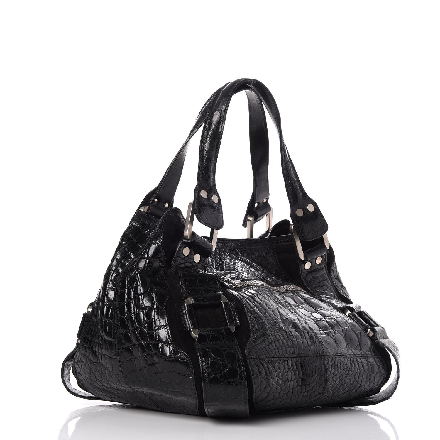 Jimmy Choo Croc Calfskin Embossed Mahala Black 3 of 10