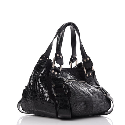 Jimmy Choo Croc Calfskin Embossed Mahala Black 3 of 10