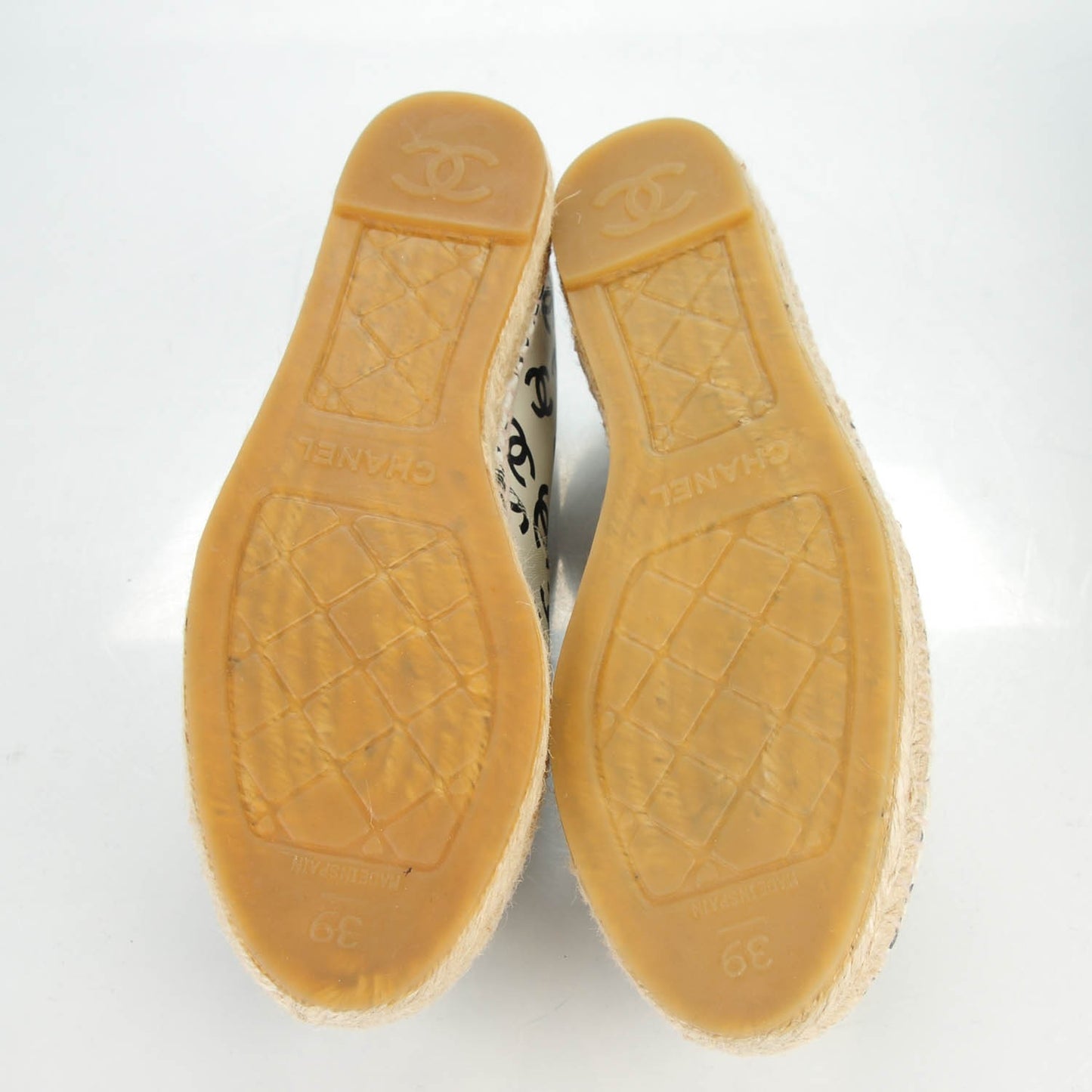 Lambskin Printed CC Espadrilles 39 White Black