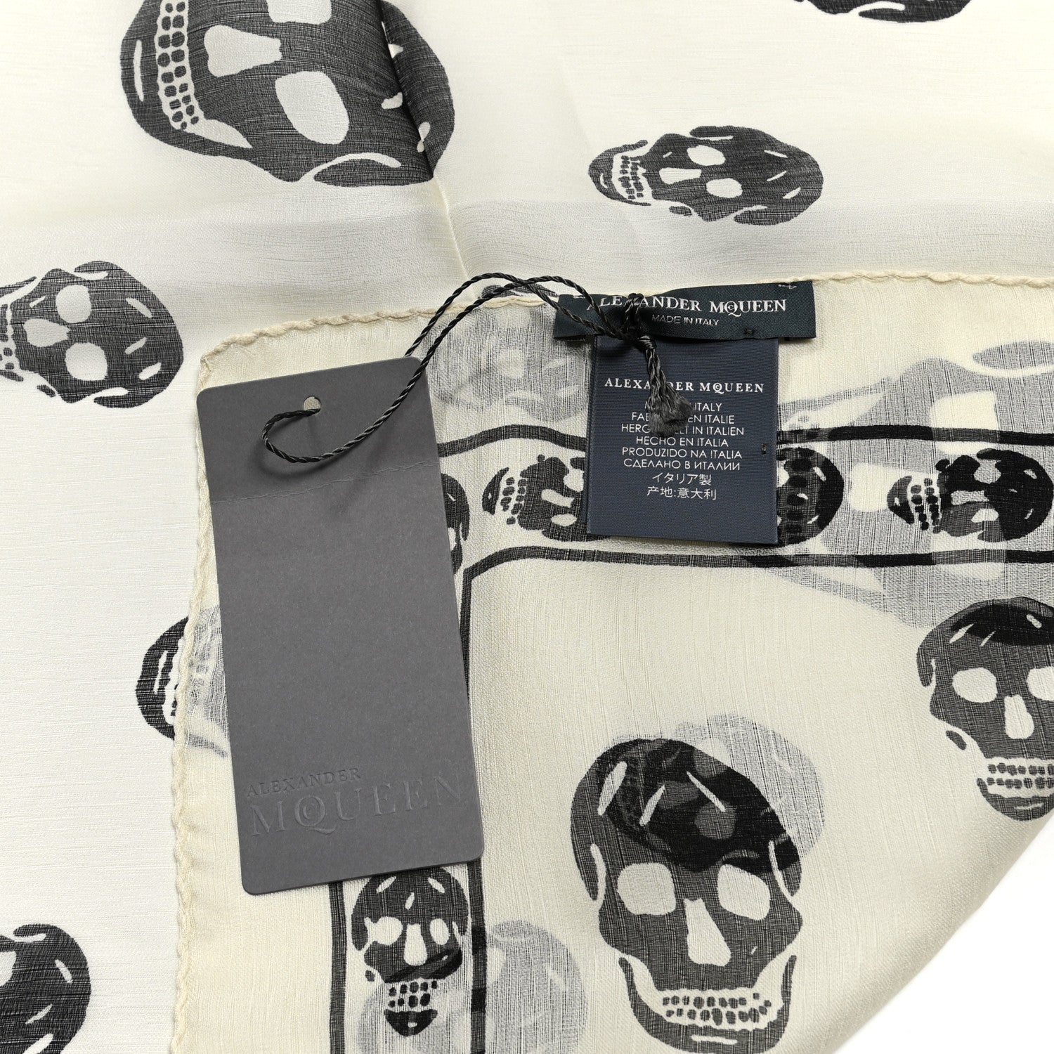 Alexander McQueen Silk Chiffon Skull Scarf Ivory Black 3 of 3
