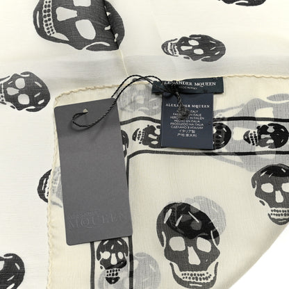 Alexander McQueen Silk Chiffon Skull Scarf Ivory Black 3 of 3