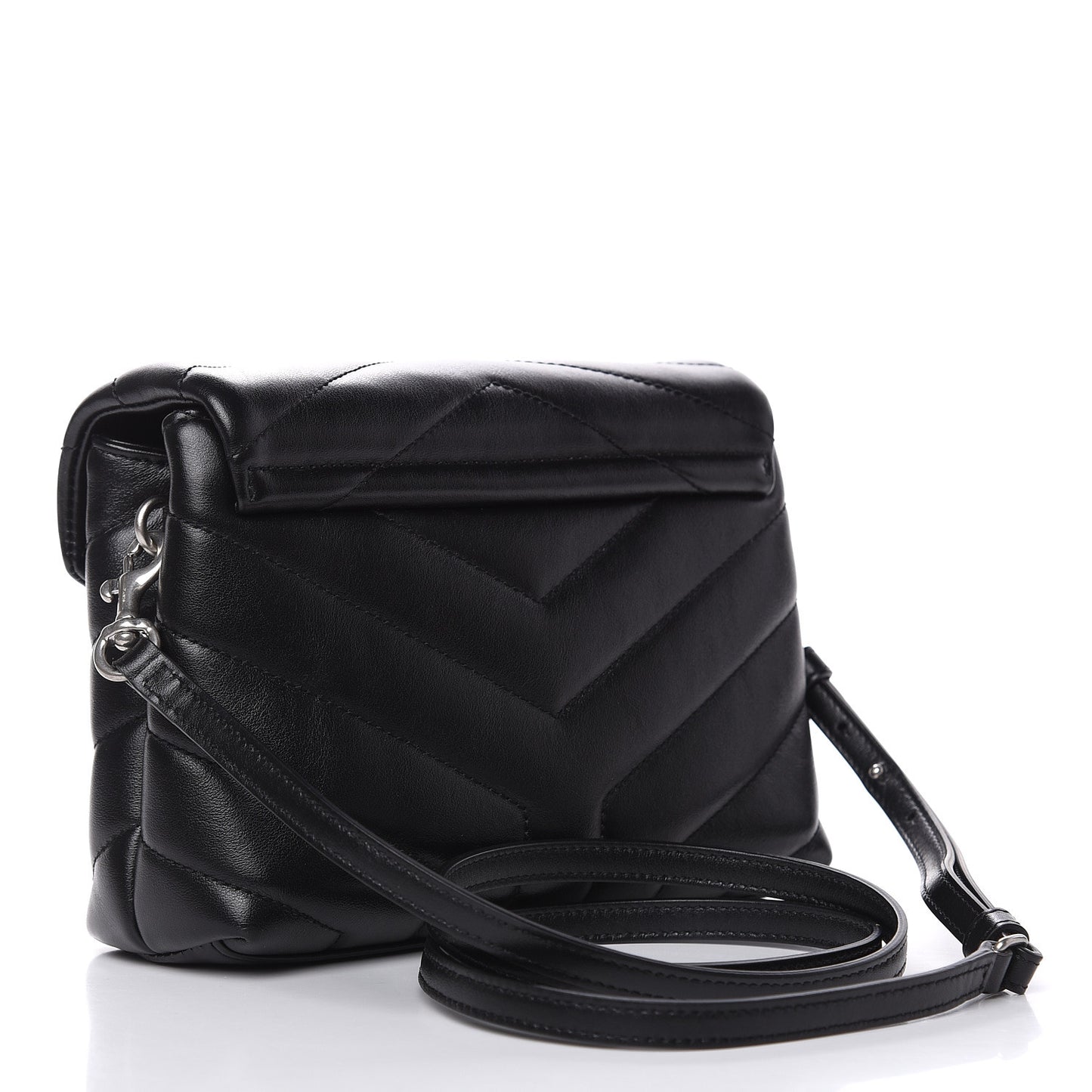 Calfskin Y Quilted Monogram Toy Loulou Crossbody Bag Black