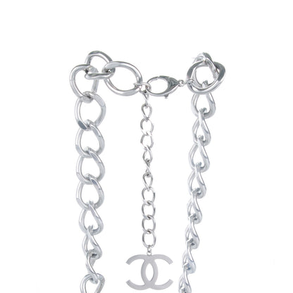 Chanel Tweed CC Oversized Padlock Chain Necklace Black Silver 3 of 4