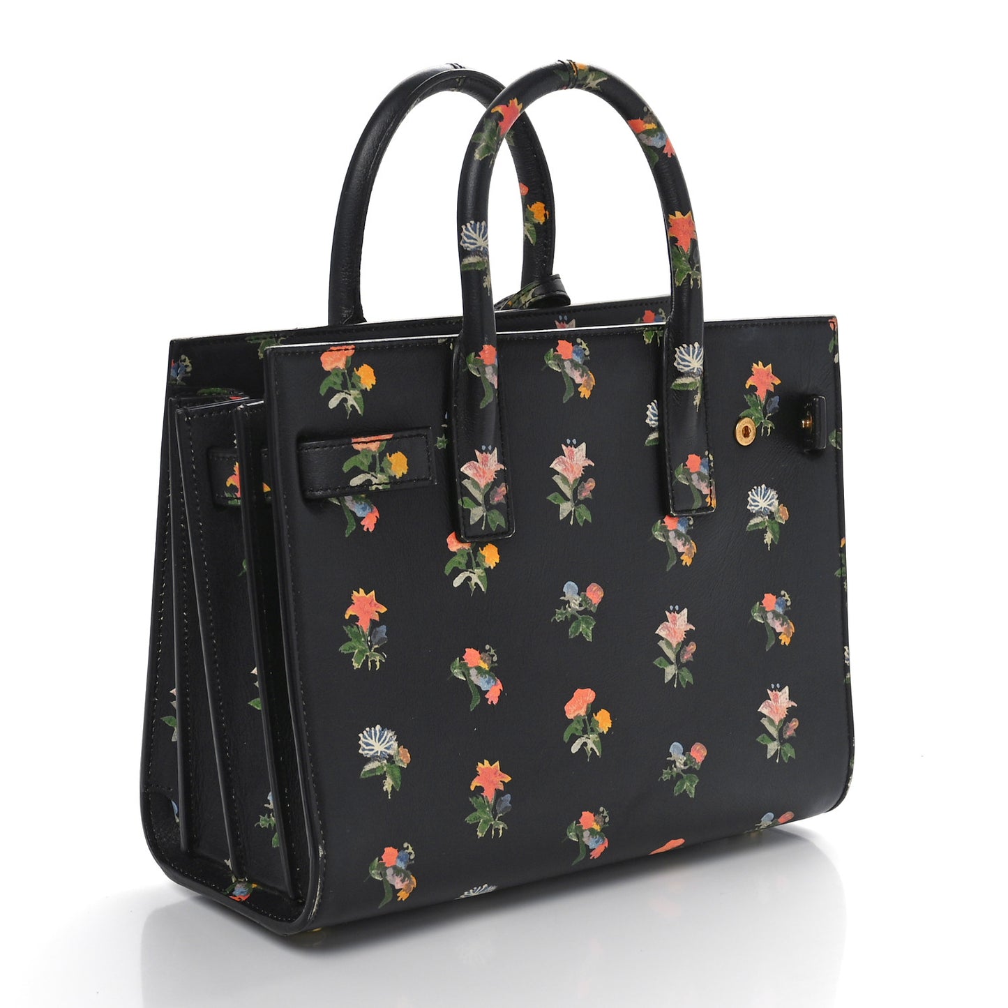 Calfskin Prairie Printed Nano Sac De Jour Black