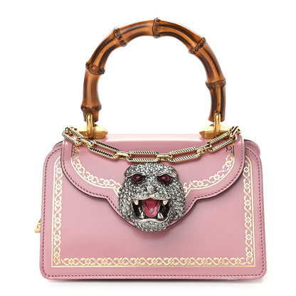 Gucci Calfskin Bamboo Crystal Mini Thiara Top Handle Bag Carmine Rose Gold 1 of 10