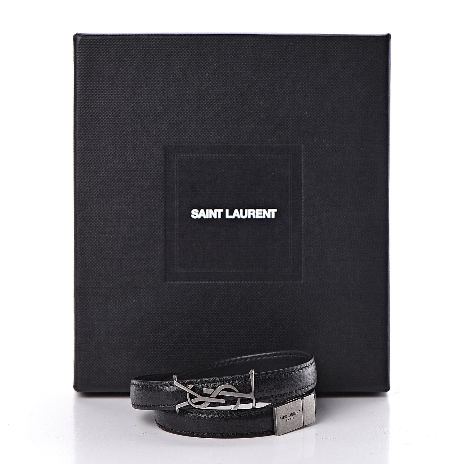 Saint Laurent Calfskin Opyum Double Wrap Bracelet M Black 5 of 5