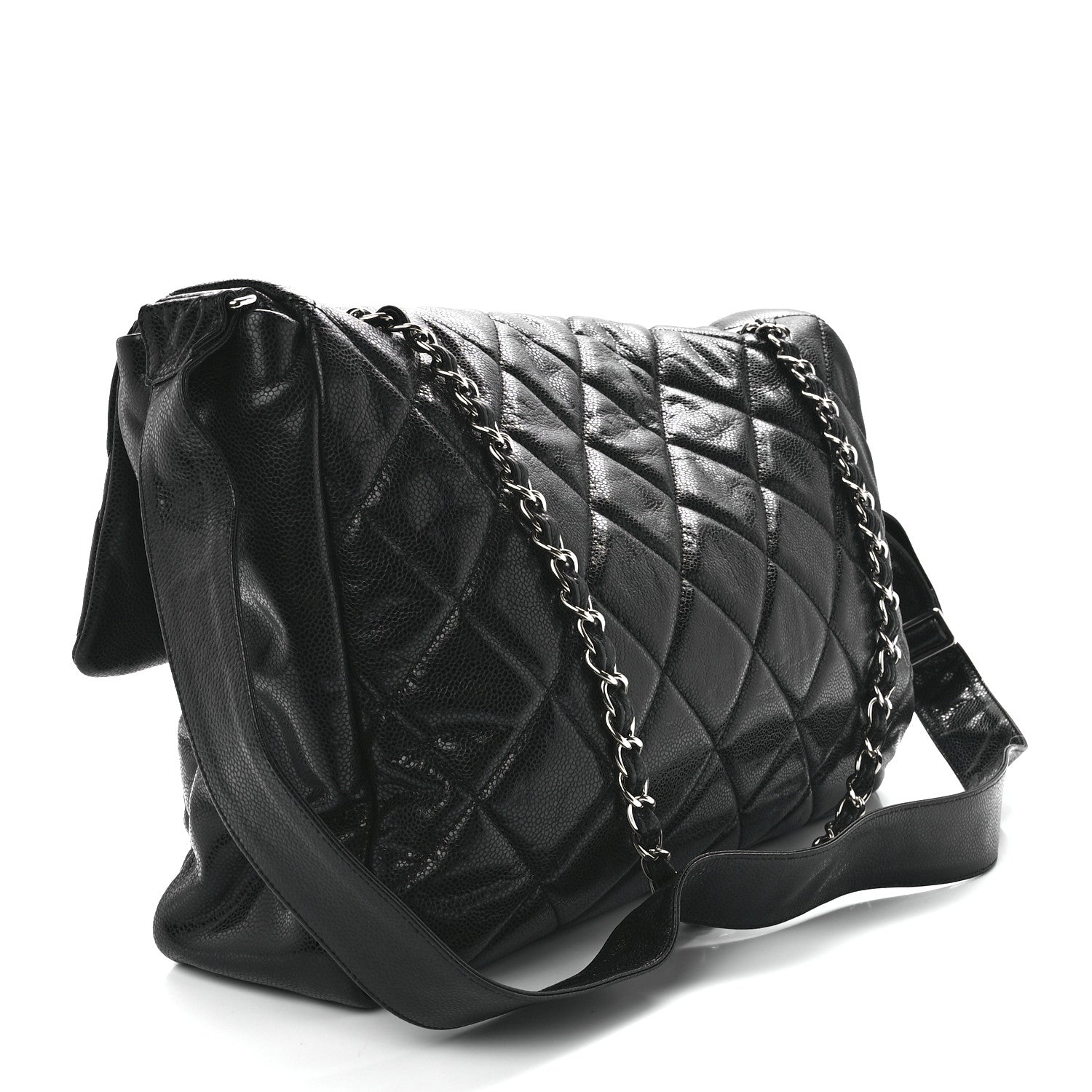 Chanel Glazed Caviar Quilted Stretch Spirit Messenger Bag Black 3 of 11