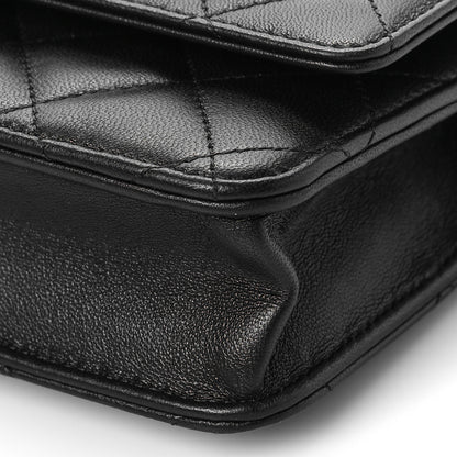 Chanel Lambskin Quilted Wallet On Chain WOC Black 9 of 13