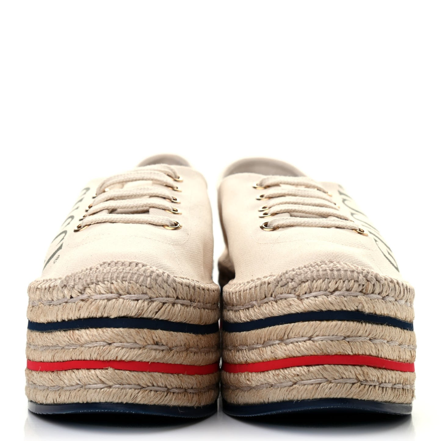 Canvas Logo Lace-Up Platform Espadrilles 38.5 Greggio Grege