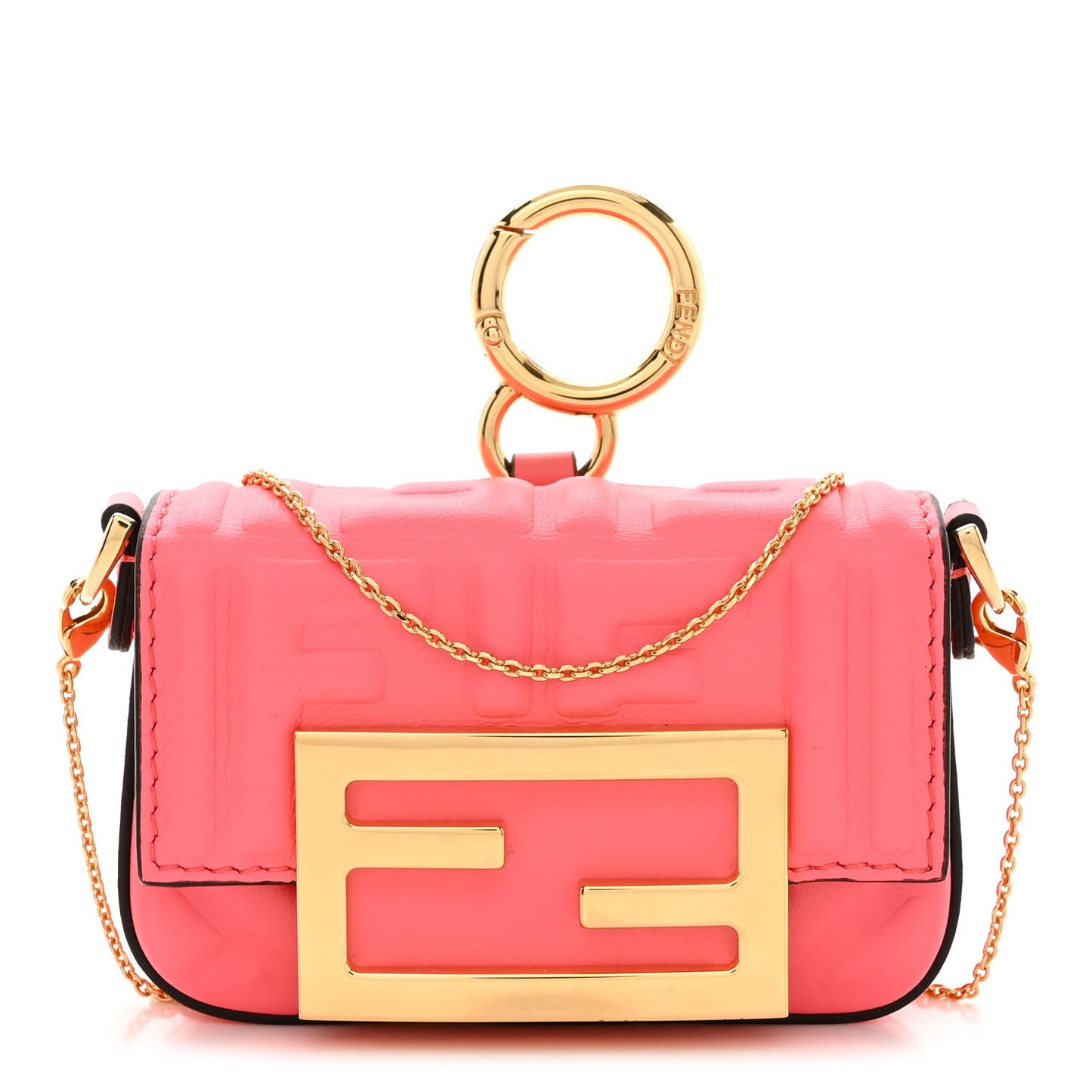 Nappa Matisse FF Embossed Nano Maxi Buckle Baguette Charm Pink Dalia