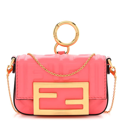 Fendi Nappa Matisse FF Embossed Nano Maxi Buckle Baguette Charm Pink Dalia 1 of 11