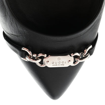 Gucci Nappa Moorea Molaita Mid Heel Pumps 37.5 Black 10 of 14