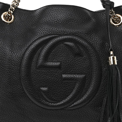 Gucci Pebbled Calfskin Medium Soho Chain Shoulder Bag Black 9 of 11