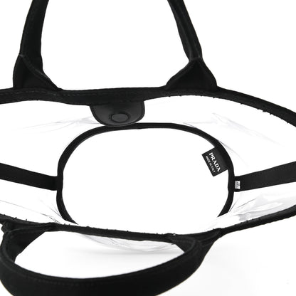 Prada Plexiglass Canapa Small Shopper Tote Black 5 of 10