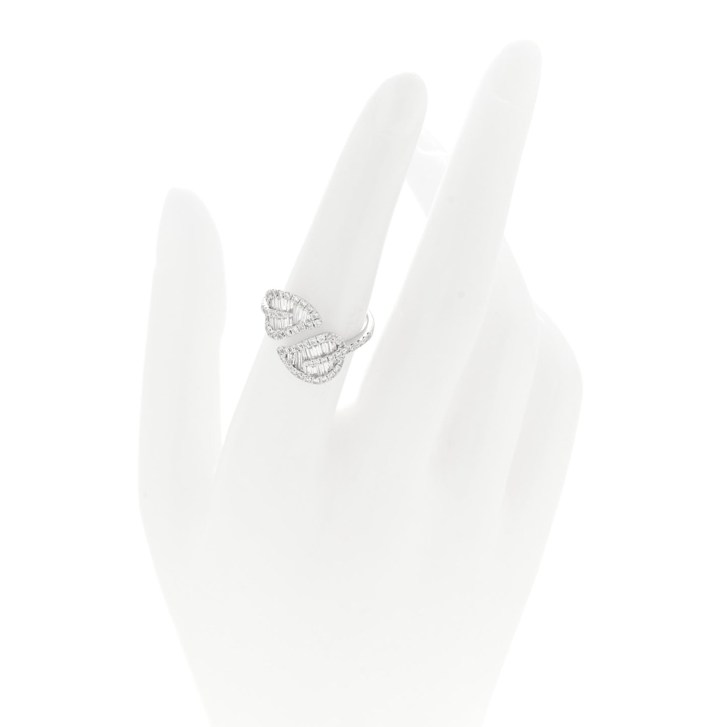 18K White Gold Diamond Medium Palm Leaf Ring 54 6.75