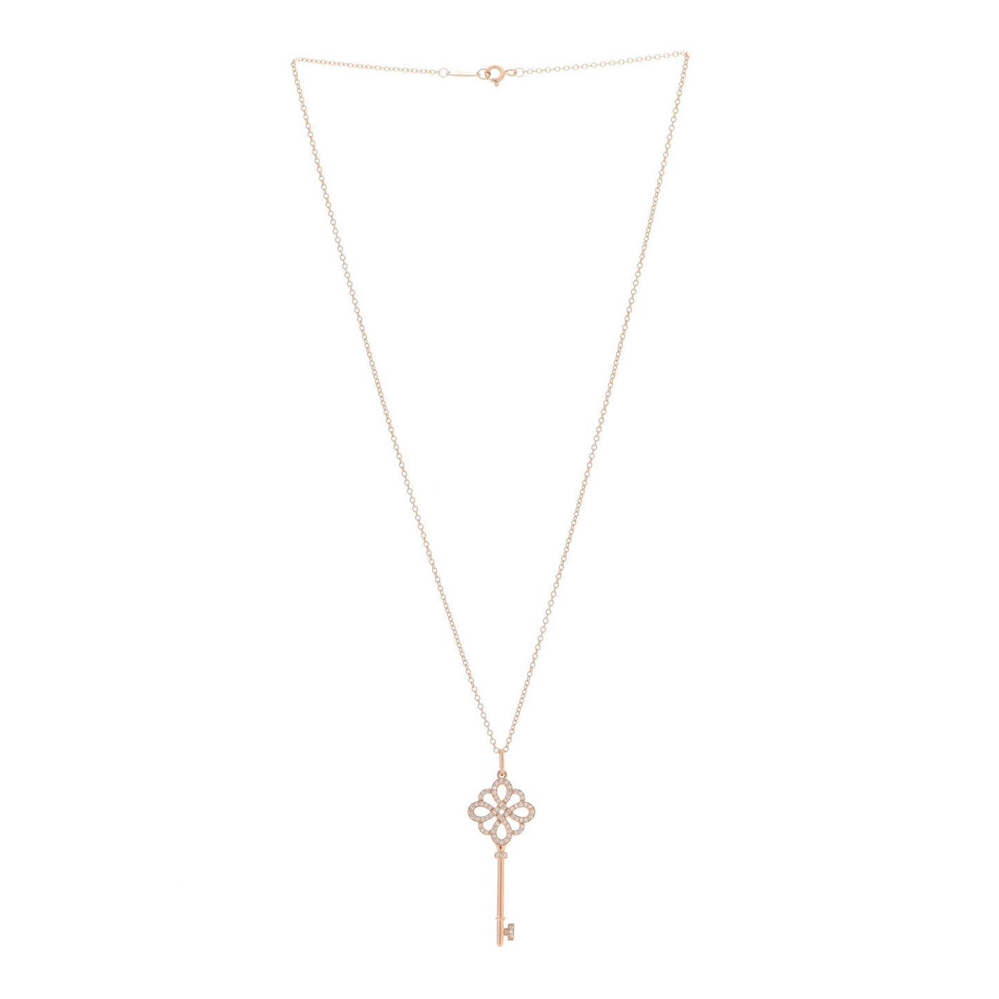 18K Rose Gold Diamond Knot Key Pendant