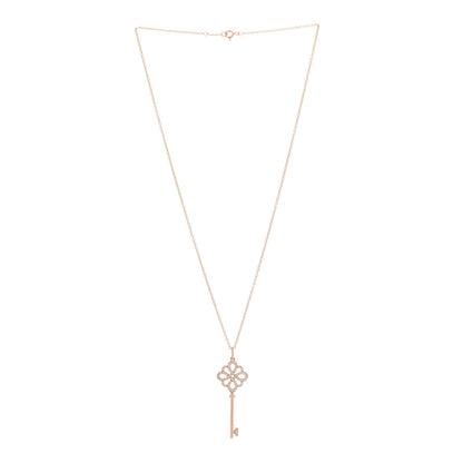 Tiffany 18K Rose Gold Diamond Knot Key Pendant 3 of 7
