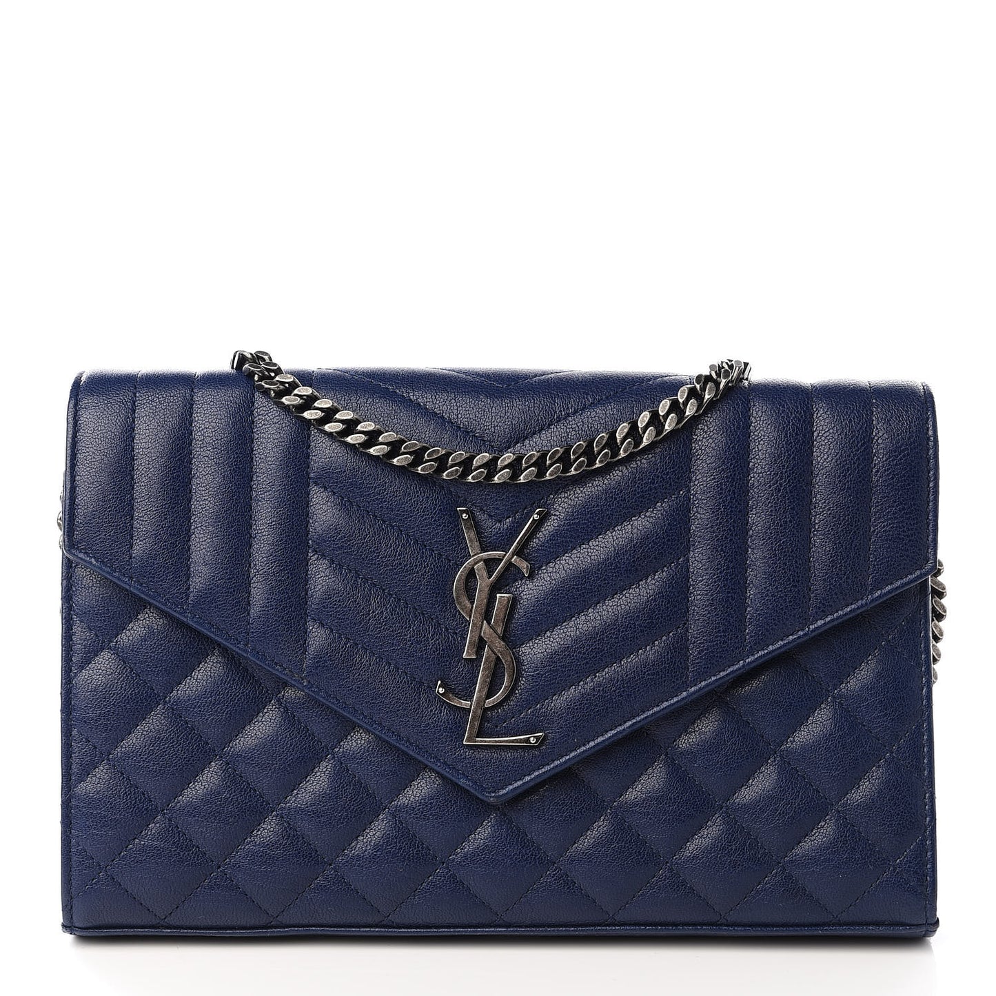 Sheepskin Tri-Quilt Monogram Envelope Chain Wallet Marinette