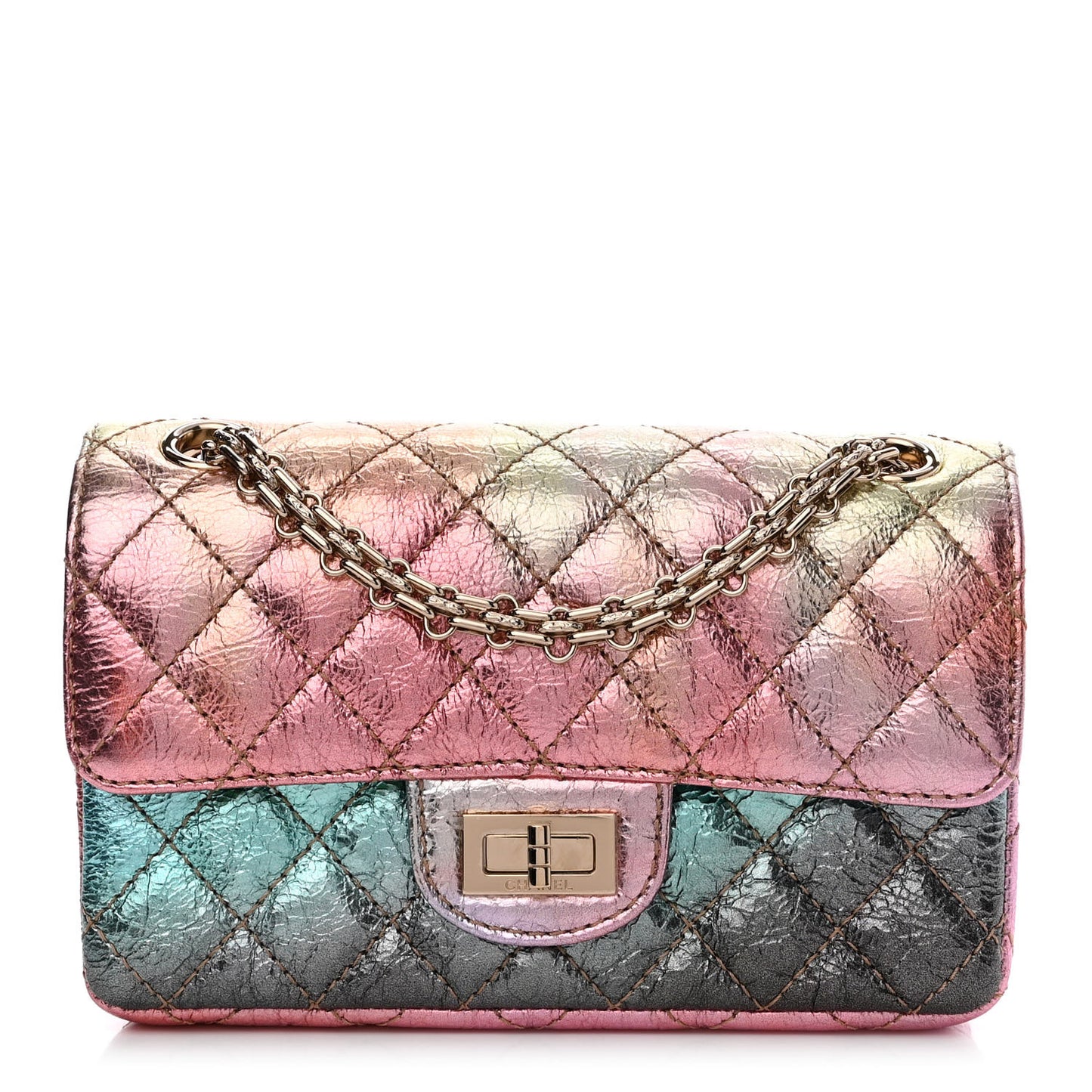 Metallic Goatskin Quilted Mini 2.55 Reissue Flap Multicolor