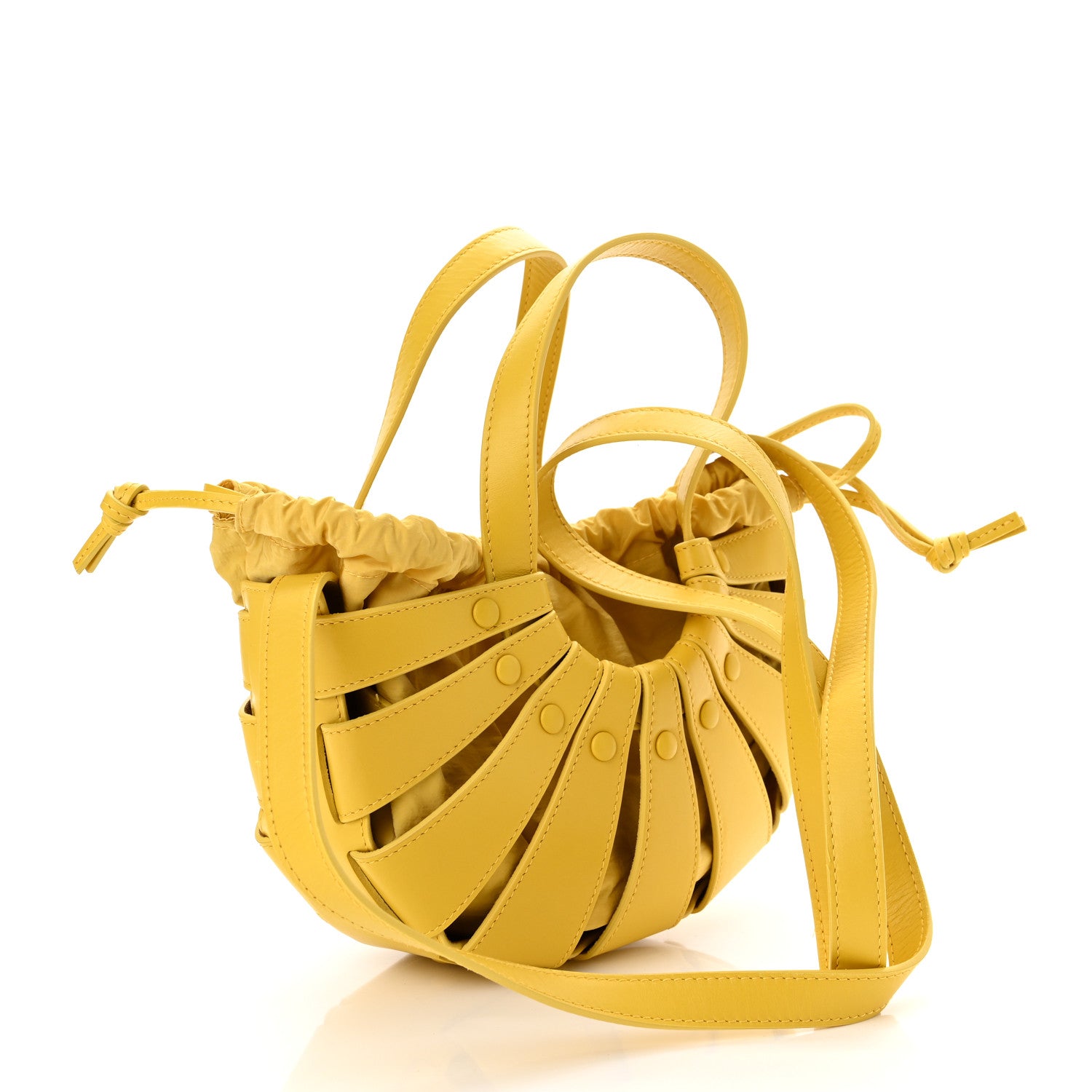 Bottega Veneta French Calfskin Small Shell Bag Yellow 3 of 9