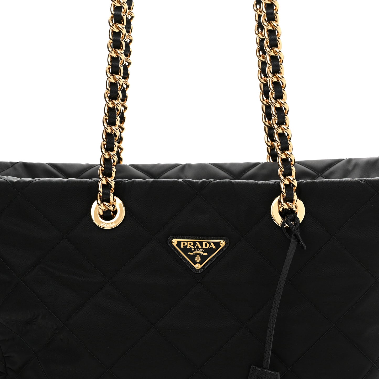 Re-Nylon Impuntu Quilted Re-Edition 1995 Chaine Medium Tote Bag Black