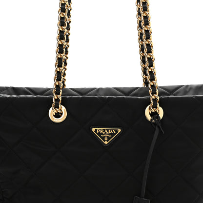 Prada Re-Nylon Impuntu Quilted Re-Edition 1995 Chaine Medium Tote Bag Black 7 of 10