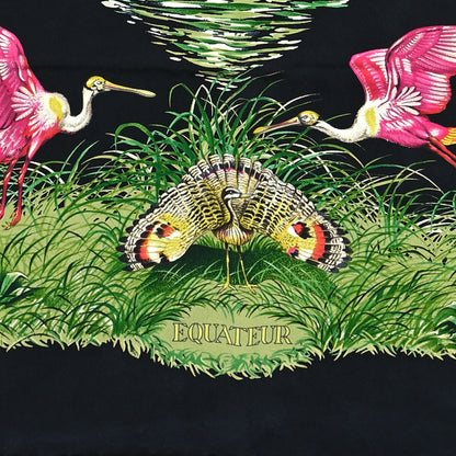 Hermes Silk Equateur Scarf 90 Black Vert Bleu 3 of 4
