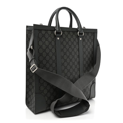Gucci GG Supreme Monogram Textured Dollar Calfskin Medium Ophidia Tote Grey Black Graphite Grey 3 of 15