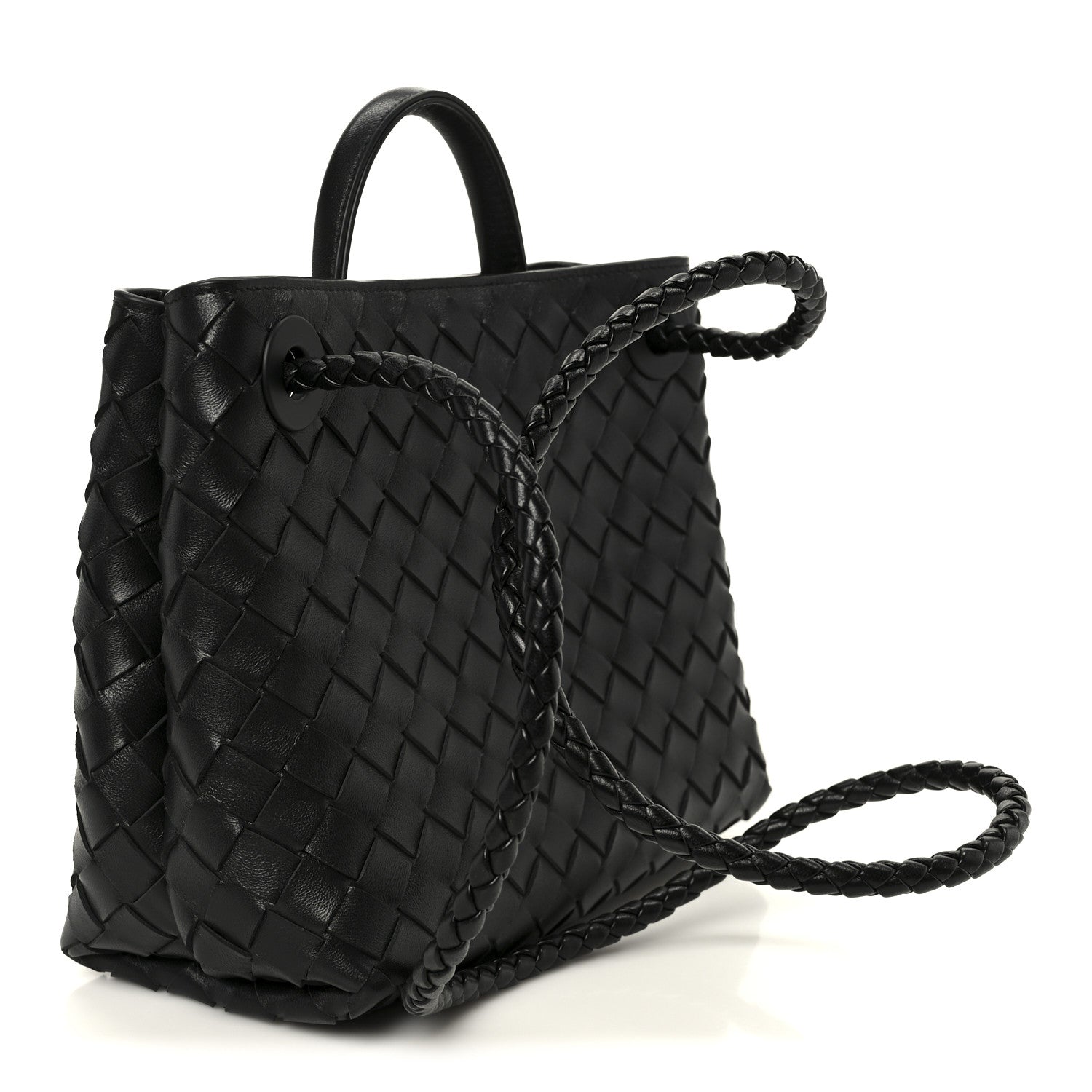 Bottega Veneta Nappa Intrecciato Small Andiamo Shoulder Bag Black