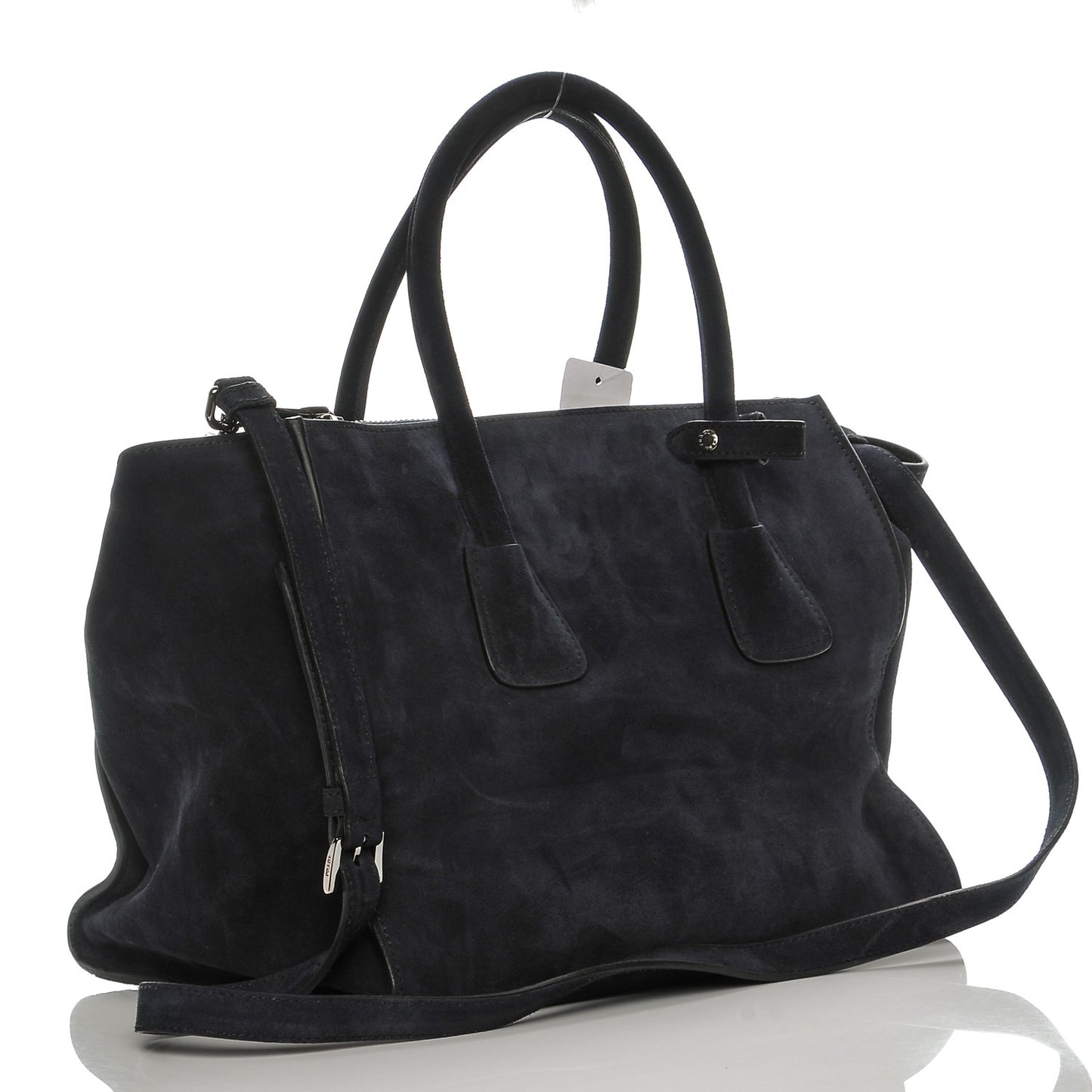 Suede Scamosciato Twin Pocket Tote Blue
