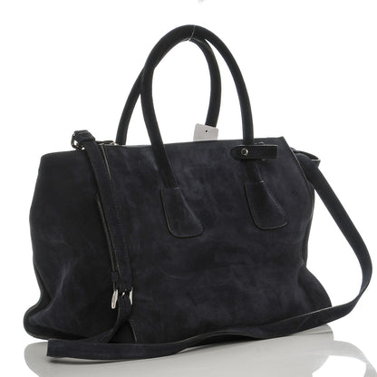 Prada Suede Scamosciato Twin Pocket Tote Blue 3 of 9