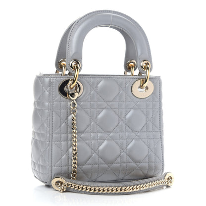 Christian Dior Metallic Lambskin Cannage Mini Lady Dior Grey 3 of 9